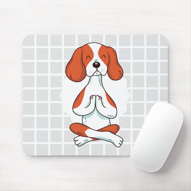 Alfombra de ratón con patrón de cuadrícula y perro (Con ratón)