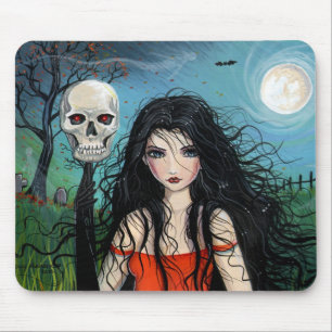 Alfombra de ratón de Bruja de Halloween y Calavera