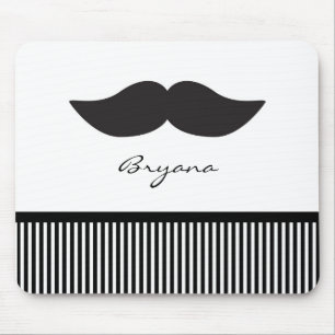 Alfombra de ratón de computadora con bigote rayado