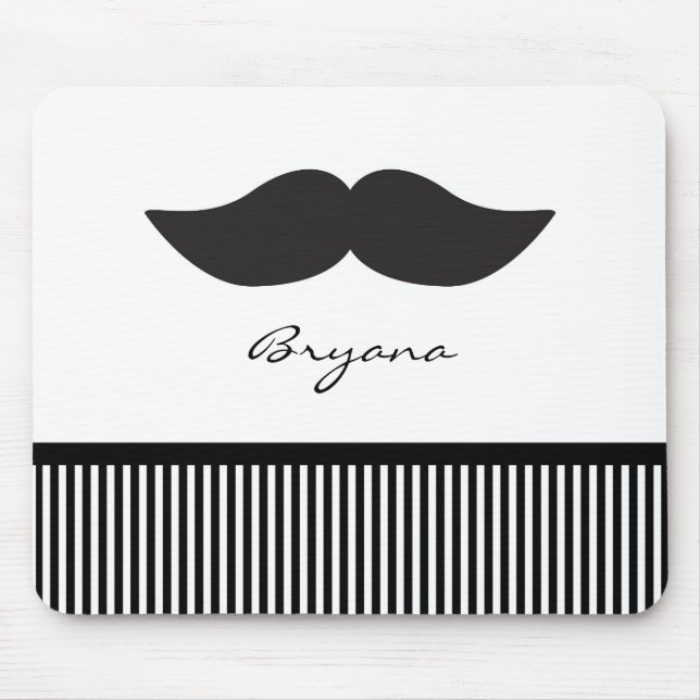 Alfombra de ratón de computadora con bigote rayado (Frente)