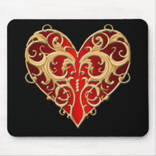 Alfombra de ratón de Corazón de Filigrana Roja