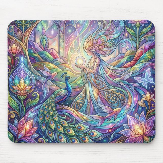 Alfombra de ratón de gel Peacock Fantasy (Frente)