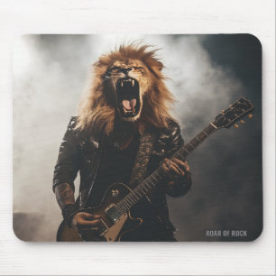 Alfombra de ratón de guitarrista de león genial