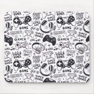 Alfombra de ratón de juego de video monocromo