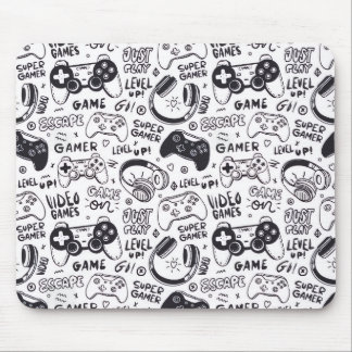 Alfombra de ratón de juego de video monocromo 