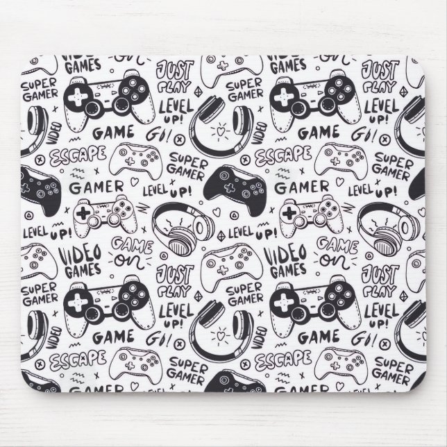 Alfombra de ratón de juego de video monocromo  (Frente)