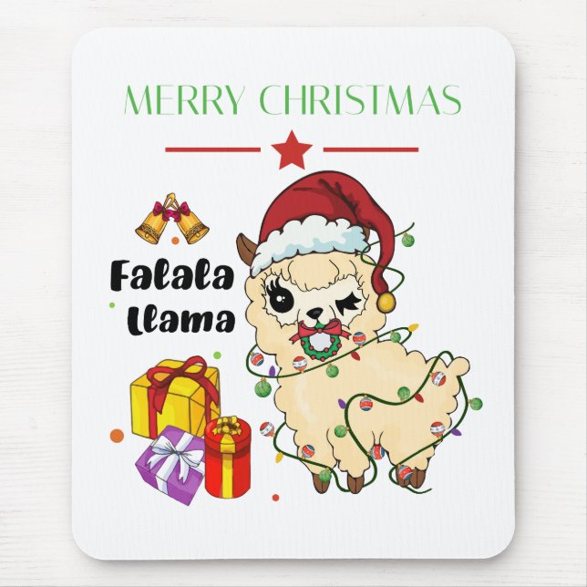 Alfombra de ratón de Llama de Navidad (Frente)