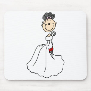 Alfombra de ratón de novia de pelo negro
