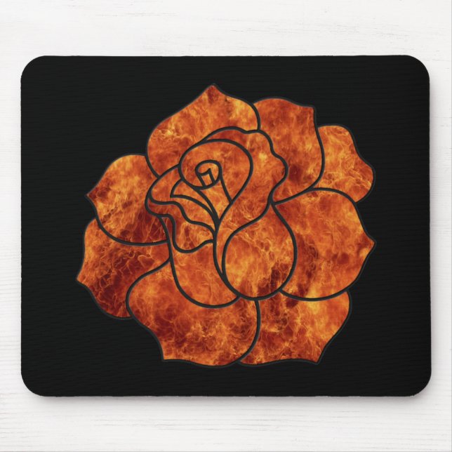 Alfombra de ratón de rosa de fuego naranja (Frente)
