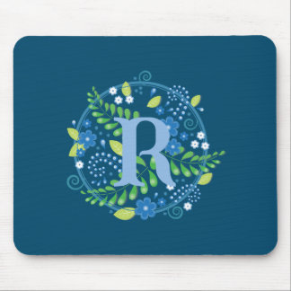 Alfombra de ratón inicial personalizada floral let