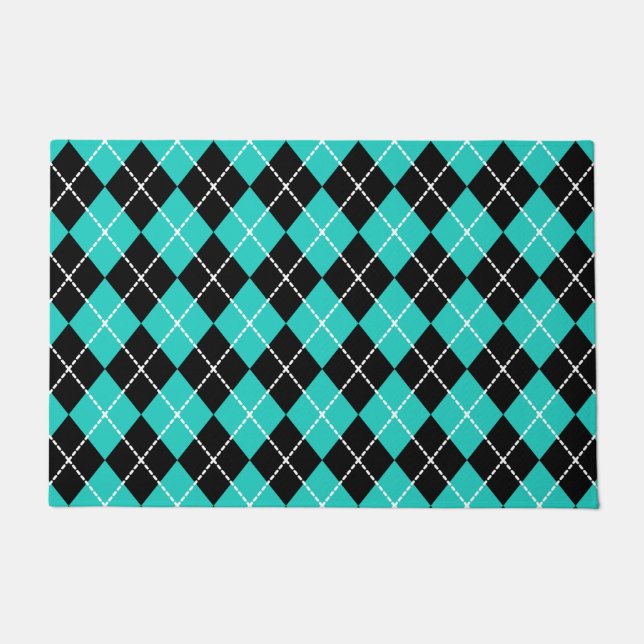 Alfombra de regalo retro turquesa argyle (Anverso)