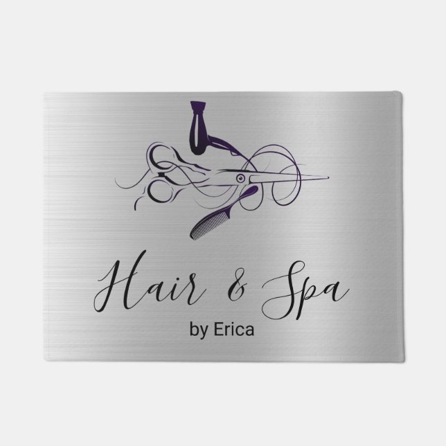 Alfombra de Salón de Belleza con Brillo de Plata (Anverso)