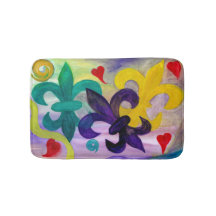 Alfombra de suelo de baño o cocina Mardi Gras fleu