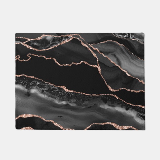 Alfombra de suelo de cocina - Rosa negra dorada Fa (Anverso)