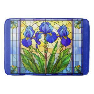 Alfombra de vidrio tintado floral Iris Azul Artíst