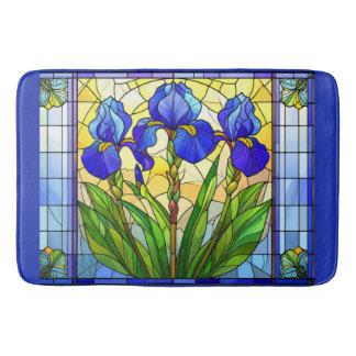 Alfombra de vidrio tintado floral Iris Azul Artíst