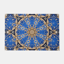 Alfombra decorativa azul dorada