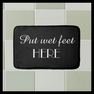 Alfombra divertida de baño con pies mojados aquí e