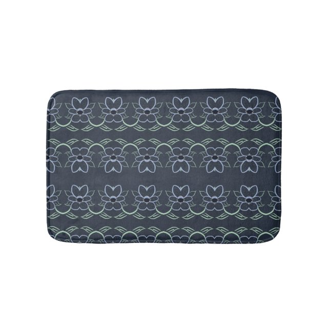 Alfombra floral azul marino elegante (Anverso)