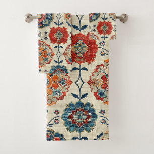 Alfombra floral kilim oriental azul rojo antiguo p
