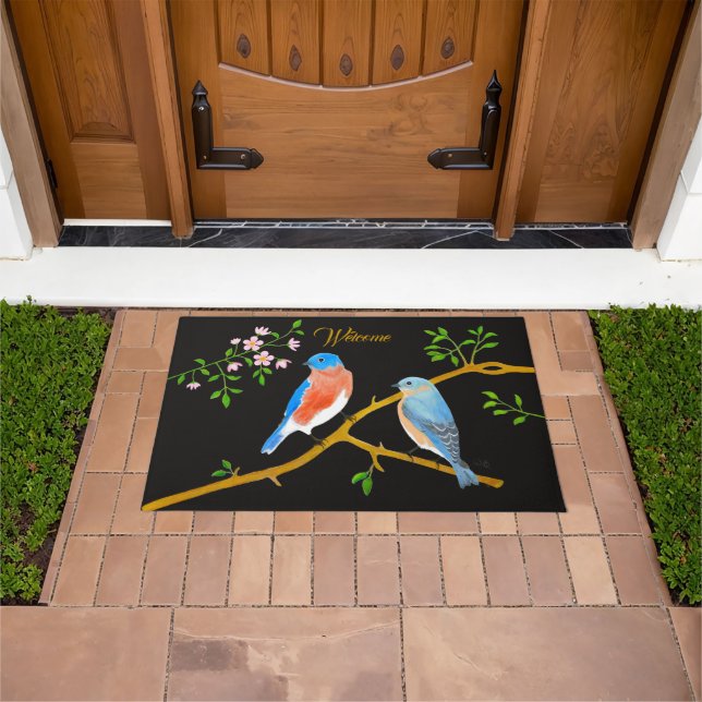 Alfombra Grande de Entrada de Pájaros Azules (Exterior)