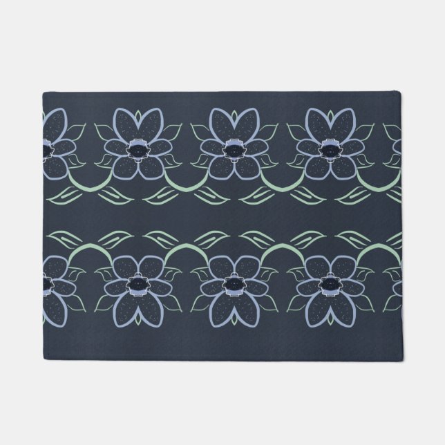 Alfombra Naval con Estampado Floral (Anverso)
