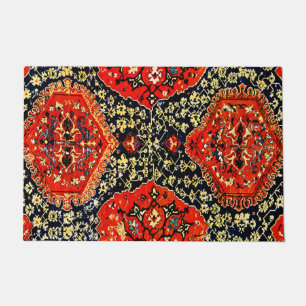 Alfombra oriental en azul y naranja - grande
