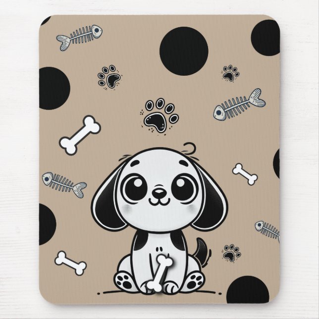 Alfombra para ratón personalizada Perro Huesos de  (Frente)