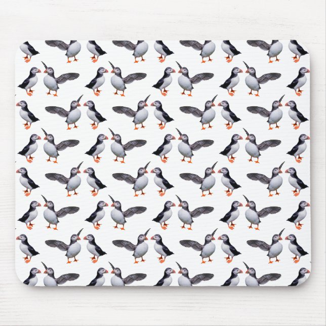 Alfombra para ratón Puffin Frenzy (Blanco) (Frente)
