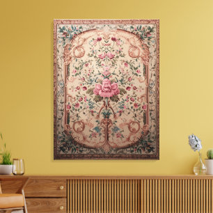 Alfombra Persa Floral Elegante en Lienzo Estirado