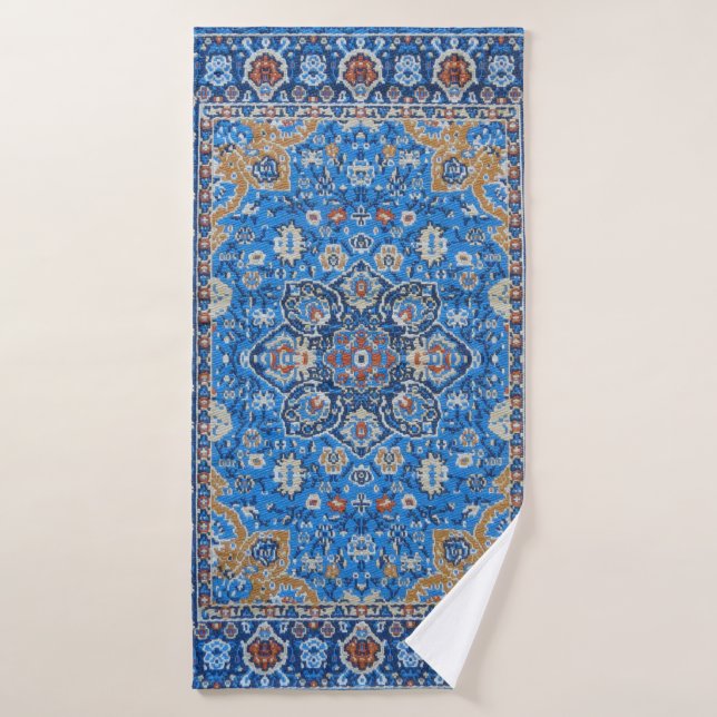 Alfombra persa oriental azul turca antigua (Toalla de baño)