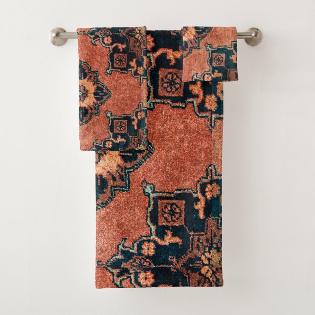 Alfombra persa oriental de Terracota antigua (In situ)