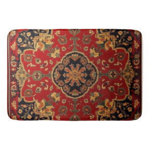 Alfombra Persa Roja Dorada Vintage Kashan 