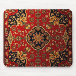Alfombra Persa Roja Dorada Vintage Kashan