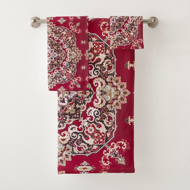 Alfombra persa roja oriental vieja (In situ)