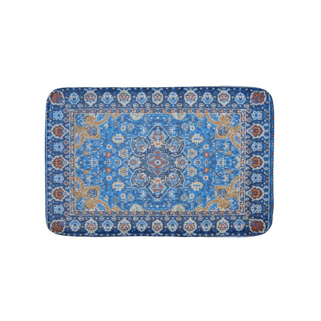 Alfombra Persa Turca Azul Oriental Antigua (Anverso)