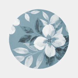 Alfombra redonda azul floral de jardín