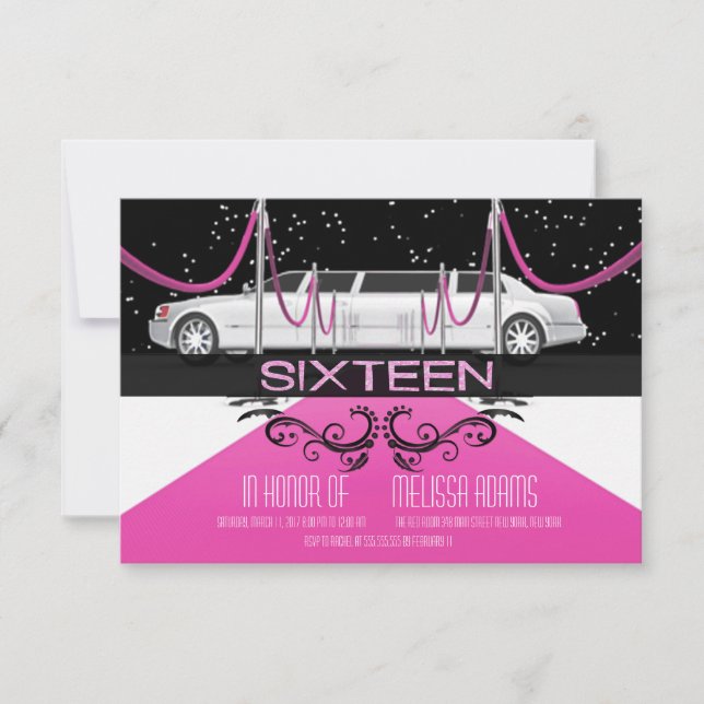 Alfombra roja dulce 16 invitaciones para fiestas (Anverso)