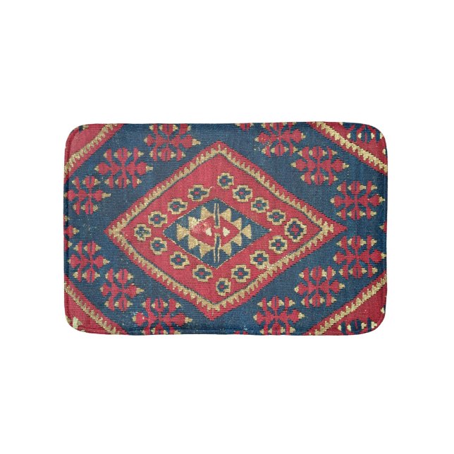 Alfombra Turca Kilim Antique Rojo Azul (Anverso)
