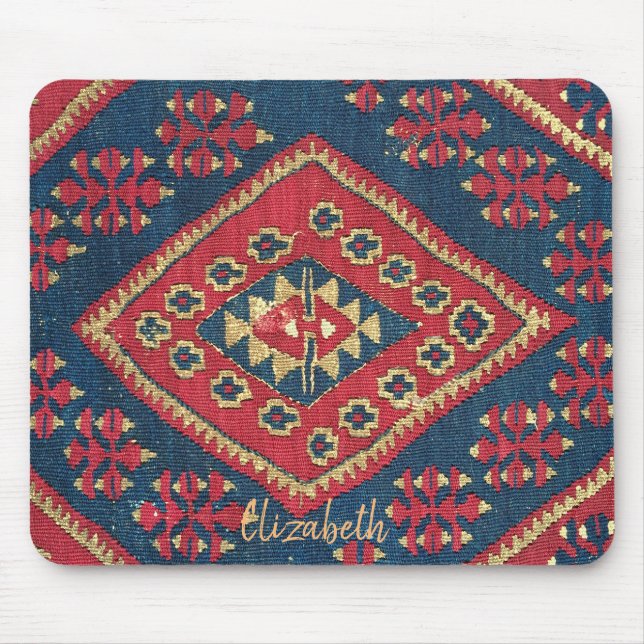 Alfombra Turca Kilim Antique Rojo Azul (Frente)