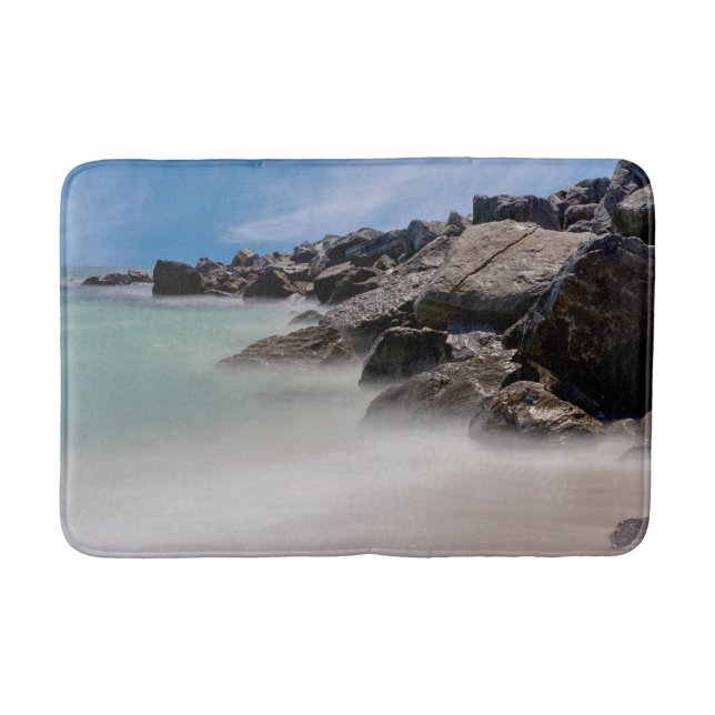 Alfombras de baño de rocas y olas de Shell Island (Anverso)