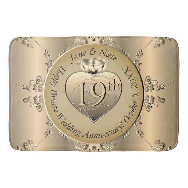 Alfombrilla De Baño 19° Aniversario de Bronce Bath Mat (Anverso)