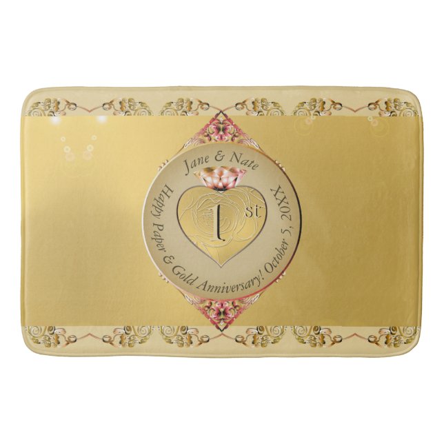 Alfombrilla De Baño 1.ᵉʳ Aniversario Boda Bath Mat (Anverso)