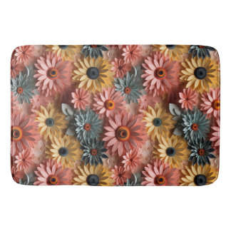 Alfombrilla De Baño 3 d margaritas rosas y azules Bath Mat