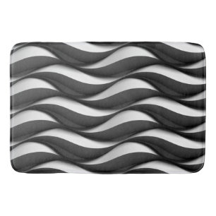 Alfombrilla De Baño 3 Patrón blanco y negro ondulado dimensional