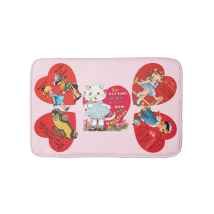 Alfombrilla De Baño 5 corazones retros del amor del el día de San