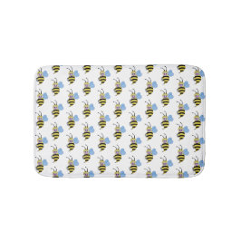 Alfombrilla De Baño Abeja Cuidada De Acuarela Con Sonrisa Feliz