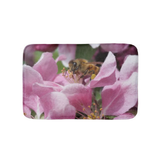 Alfombrilla De Baño Abeja de miel en flor de arce rosado