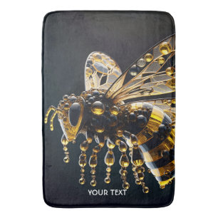 Alfombrilla De Baño Abeja negra amarilla de cristal lindo