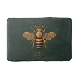 Alfombrilla De Baño Abeja Real Romance Oscuro | Verde Bosque Profundo